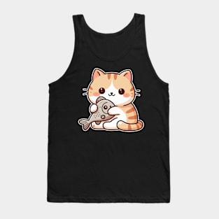 cute cat and fish Tank Top